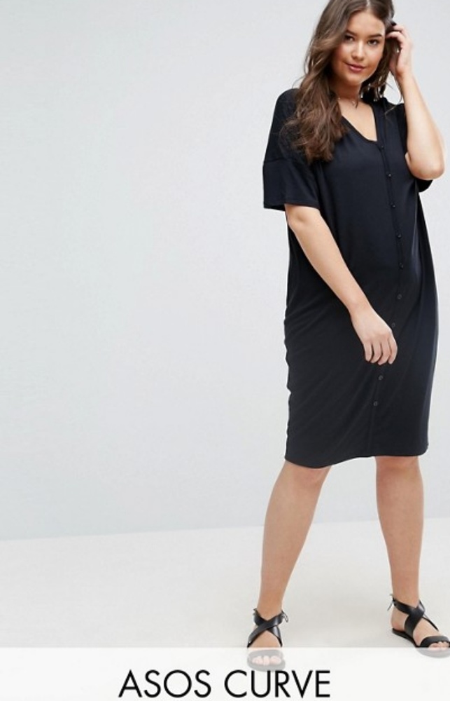 ASOS Curve Oversize Midi Dress with Placket Detail - Picture 2 of 4